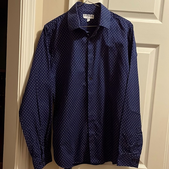 Express Shirts Mens Navy Long Sleeved Button Down Shirt Poshmark